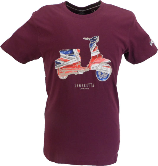 Lambretta Herren-T-Shirt im Retro-Stil mit Union Jack und Roller in Traubenlila