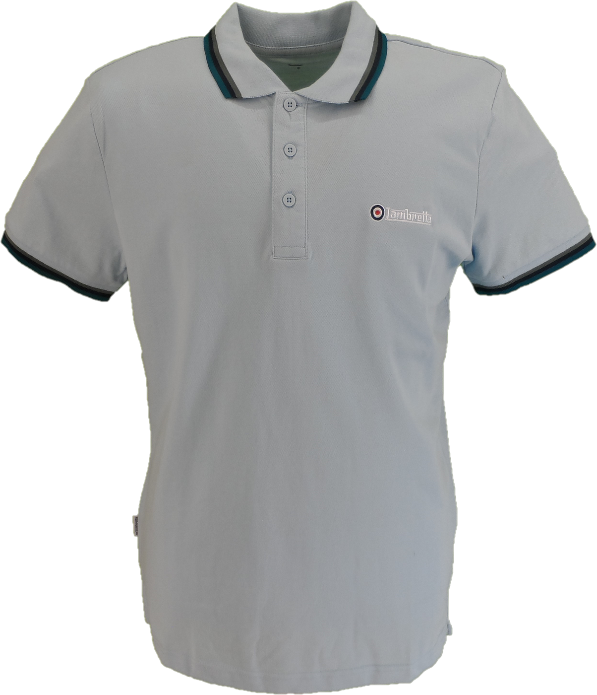 Lambretta Men`s Clear Sky Blue Tipped Tipped 100% Cotton Polo Shirts