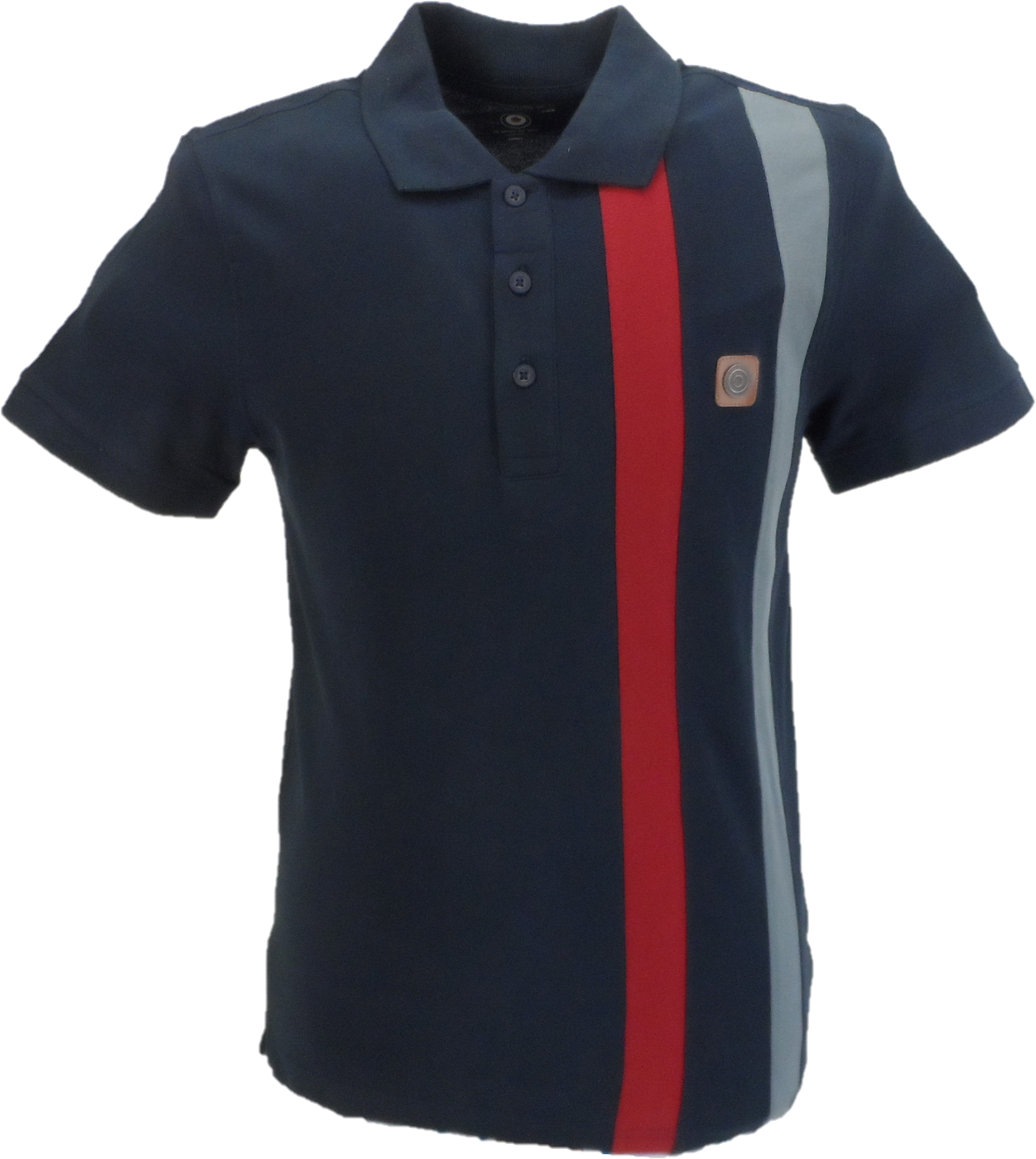 Lambretta Men`s Navy Blue Cut and Sew Racing Polo Shirts