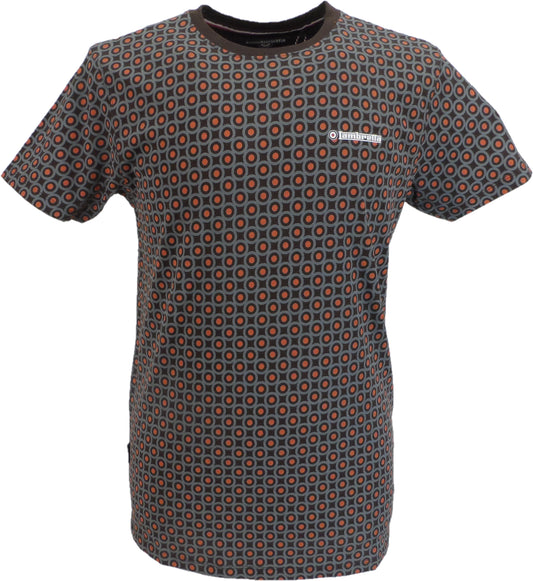 T-shirt da uomo Lambretta marrone Java con stampa target su tutta la superficie