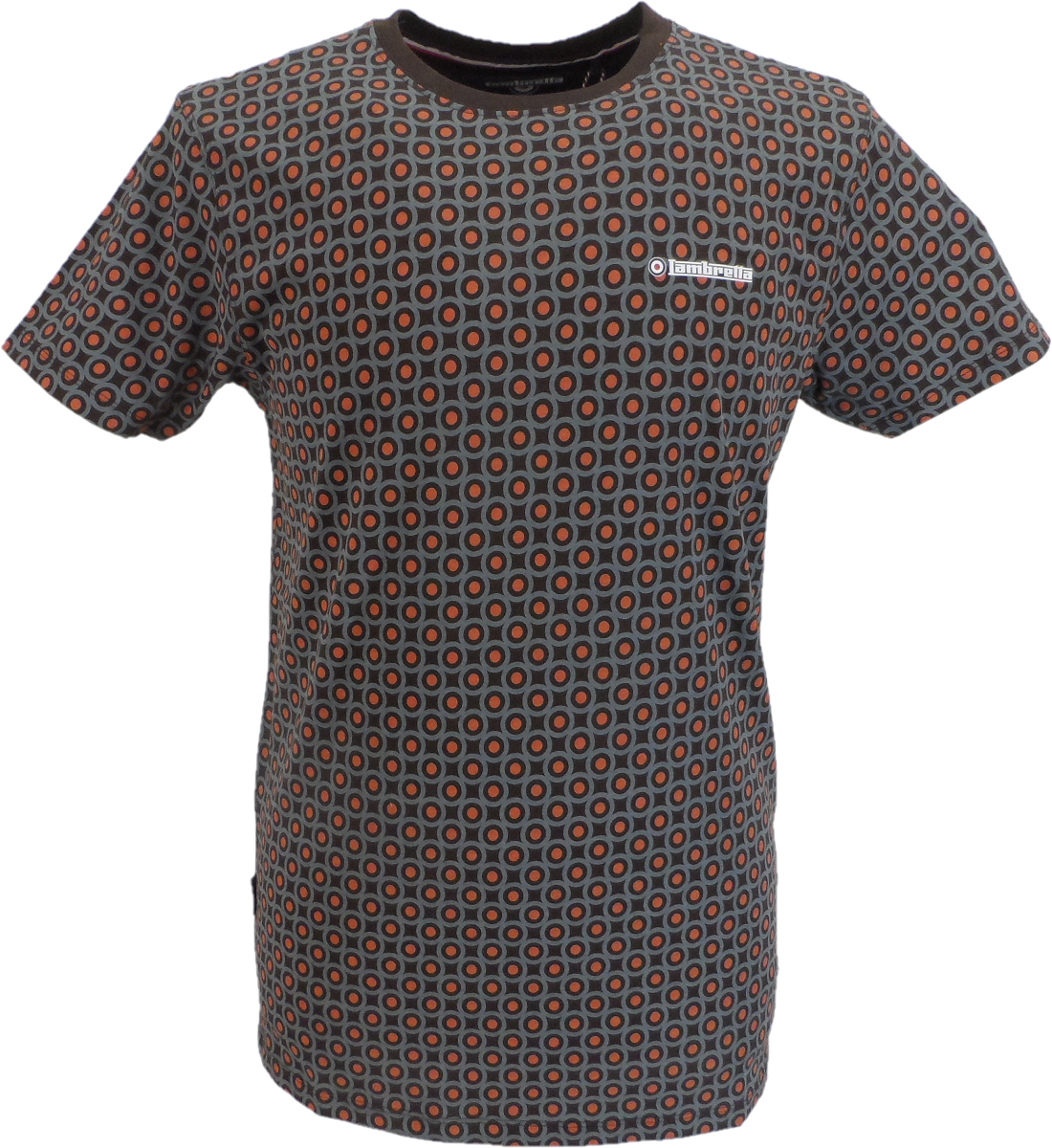 Lambretta Mens Java Brown All Over Target Print T-Shirt