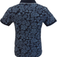 Ska & Soul Marineblaues Paisley-Piqué-Poloshirt für Herren aus 100 % Baumwolle