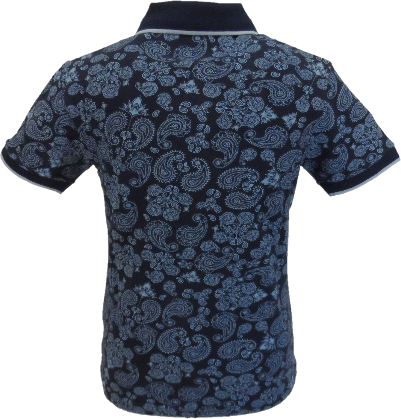 Ska & Soul Marineblaues Paisley-Piqué-Poloshirt für Herren aus 100 % Baumwolle