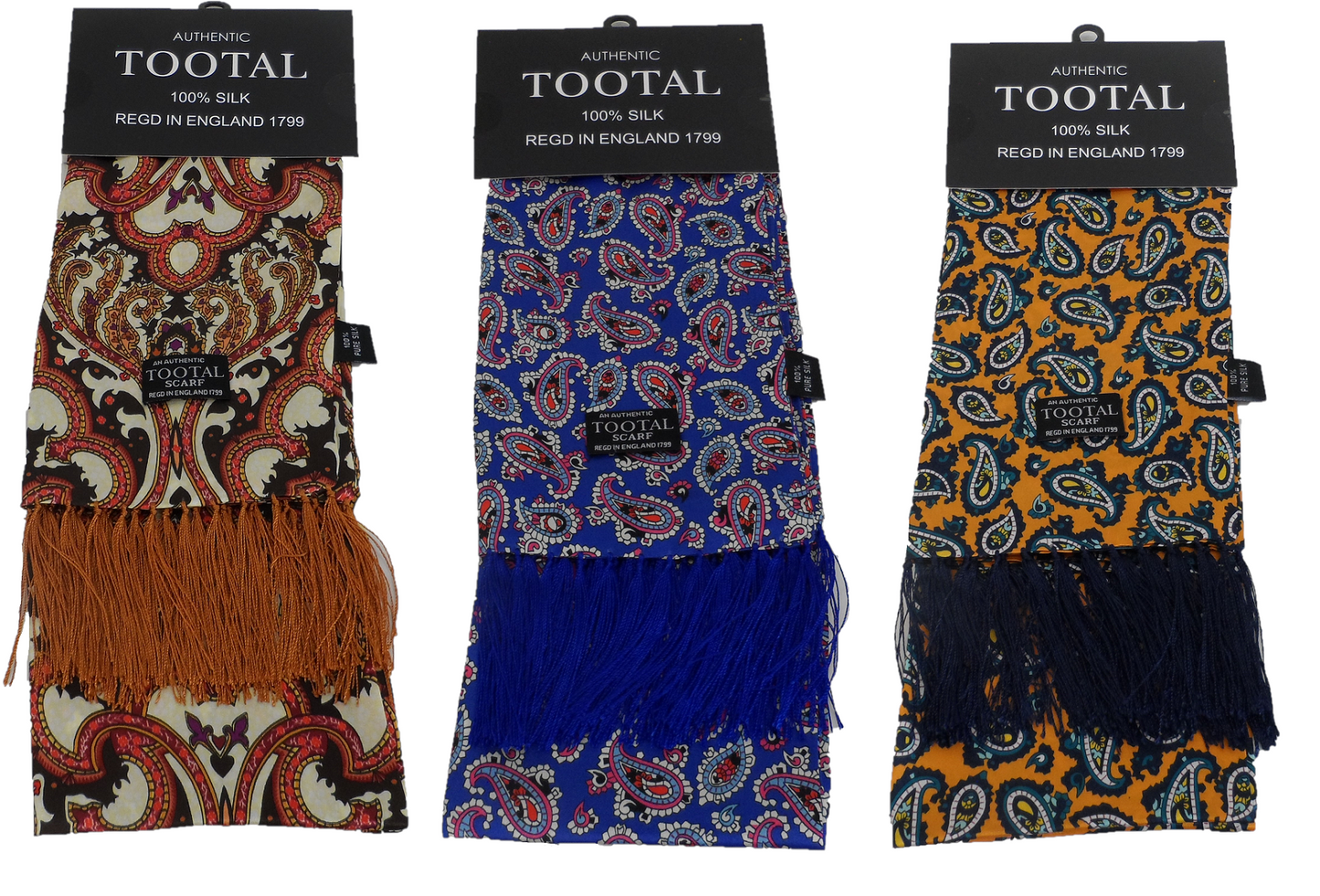 Tootal Mens Retro Paisley Print 100% Silk Scarves