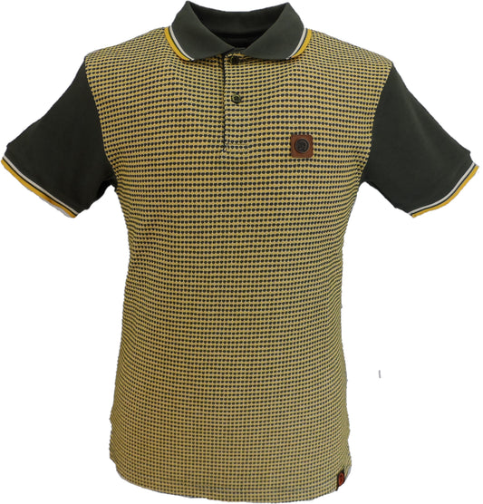 Trojan Mens Army Green Birdseye Panel Polo Shirt
