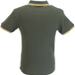 Trojan Mens Army Green Birdseye Panel Polo Shirt