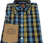 Trojan Mens Navy Blue Check 100% Cotton Short Sleeved Shirts and Pocket Square