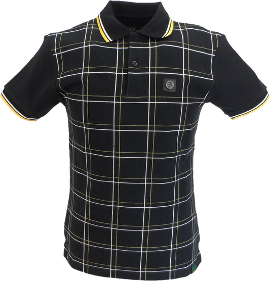 Trojan Mens Black Check Panel Polo Polo Shirt