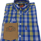 Trojan Mens Cobalt Blue Check 100% Cotton Short Sleeved Shirts and Pocket Square