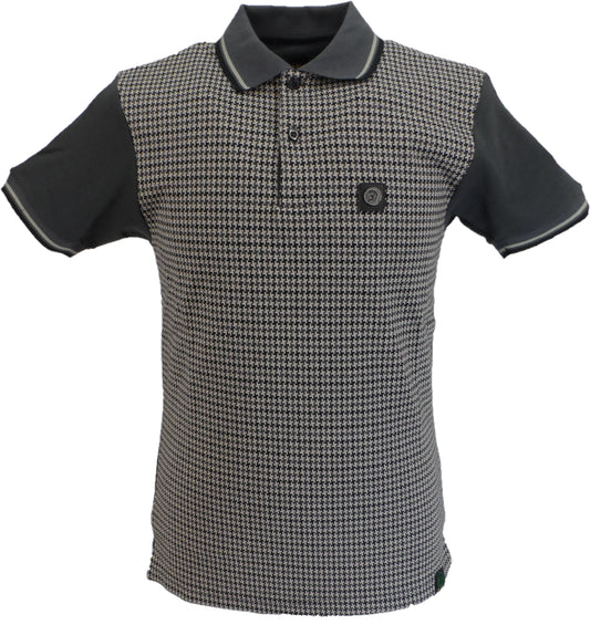 Trojan Mens Charcoal Grey Houndstooth Panel Polo Shirt