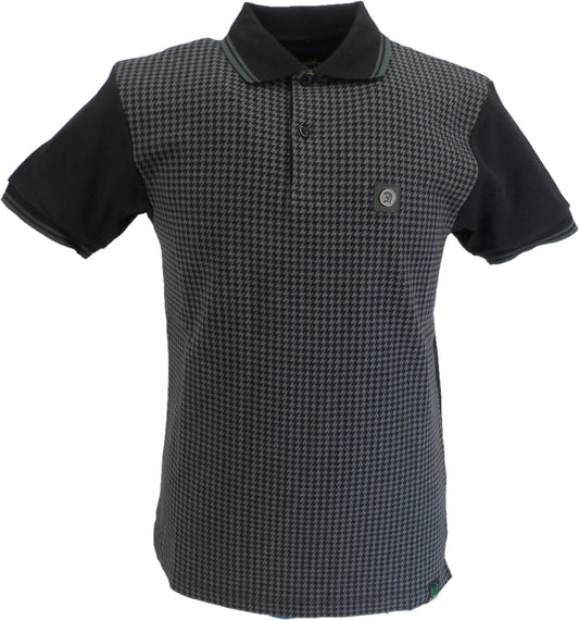 Trojan Mens Slate Grey Houndstooth Panel Polo Shirt