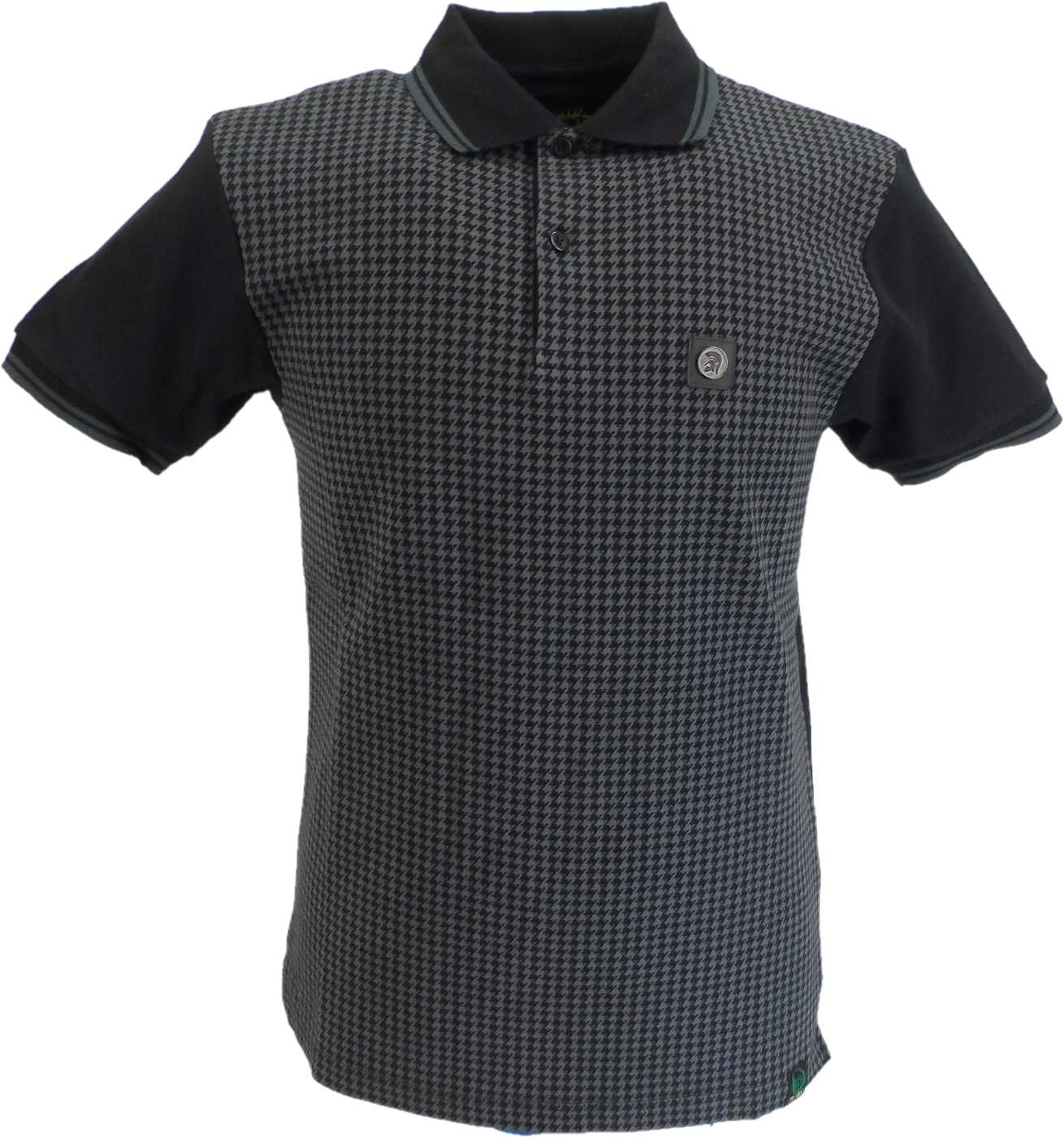 Trojan Mens Slate Grey Houndstooth Panel Polo Shirt