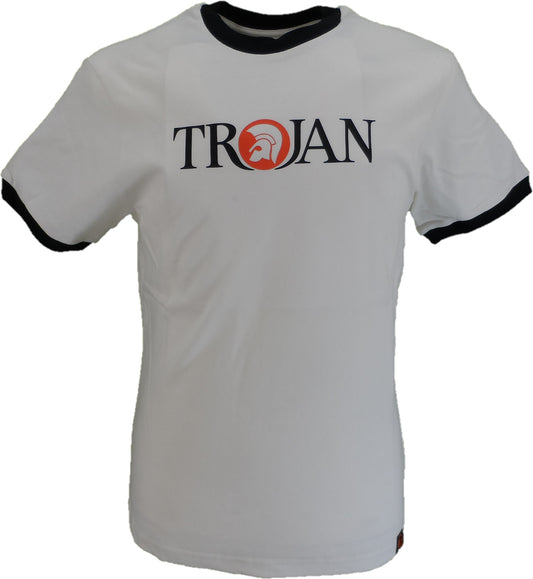 Ecrufarbenes T-Shirt mit klassischem Helmlogo Trojan Records aus 100 % Baumwolle