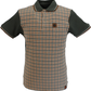 Trojan Mens Army Green Gingham Check Panel Polo Polo Shirt
