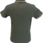 Trojan Mens Army Green Gingham Check Panel Polo Polo Shirt