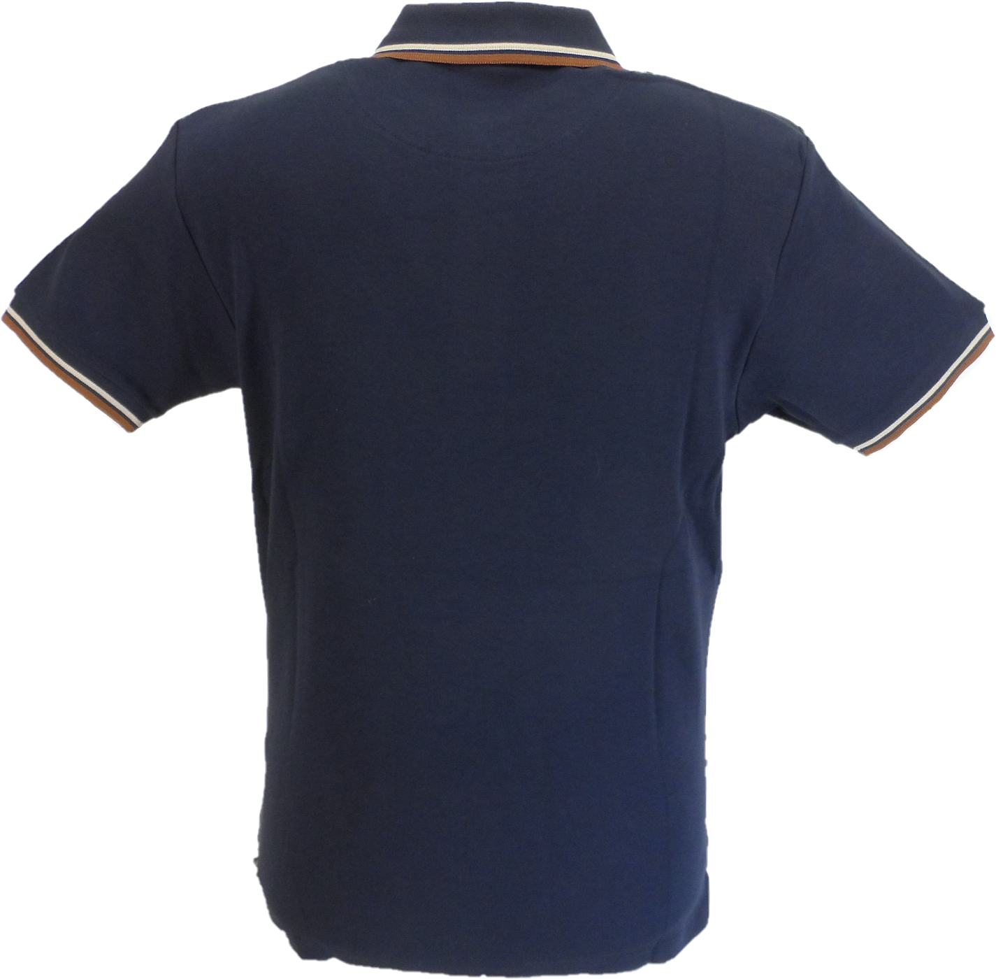 Trojan Mens Navy Blue Gingham Check Panel Polo Shirt