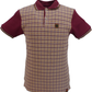 Trojan Mens Red Port Gingham Check Panel Polo Polo Shirt