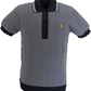 Trojan Mens Navy Blue Pattern Fine Gauge Knitted Polo Shirt