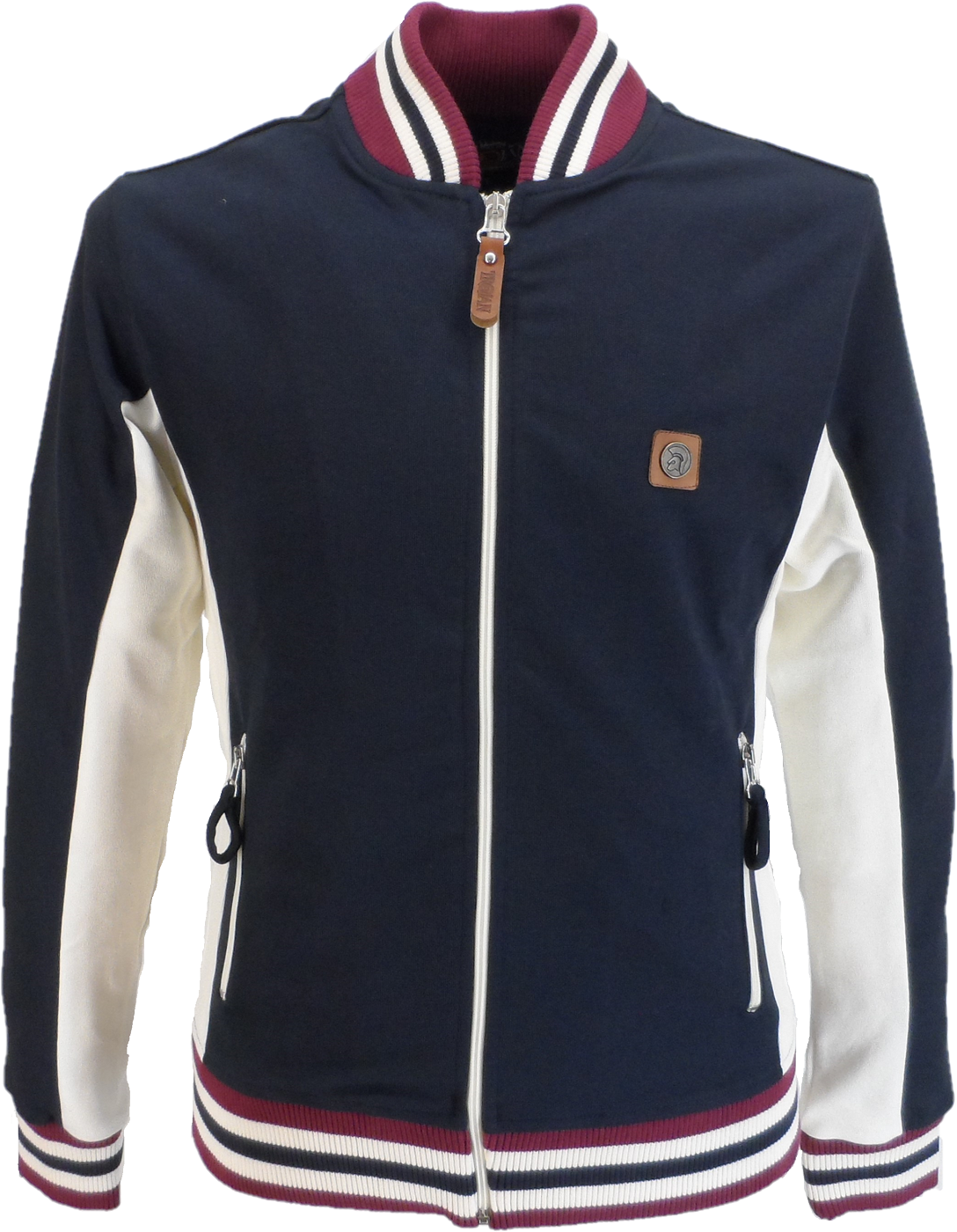 Trojan Records Navy Stripe Retro Track Tops|Mazeys – Mazeys UK