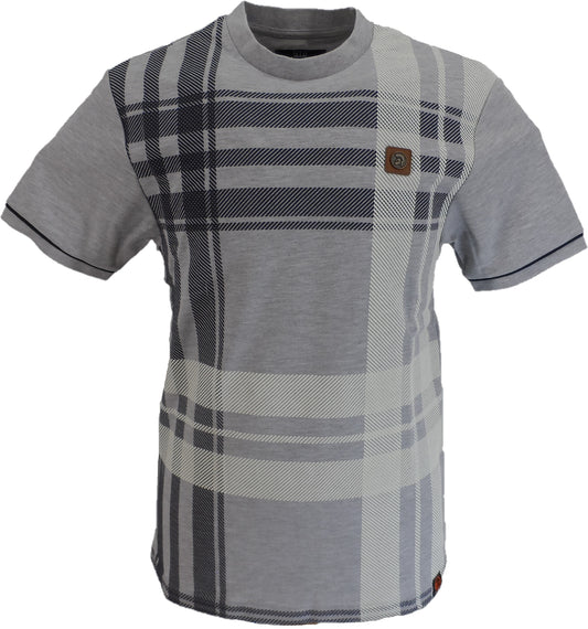 T-shirt à carreaux gris surdimensionné pour hommes Trojan
