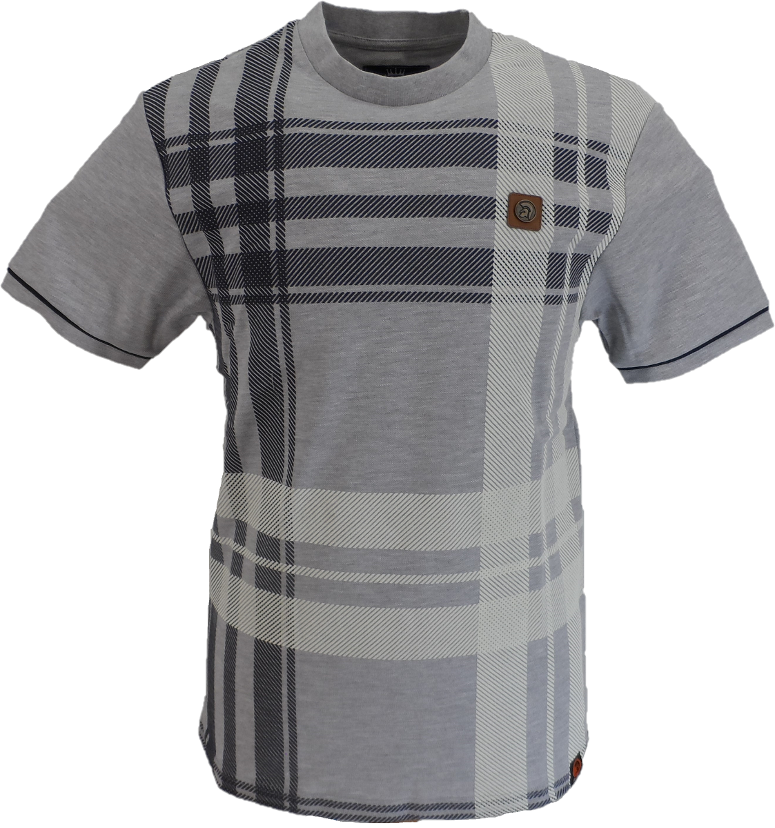 Trojan Mens Grey Over Size Check T Shirt