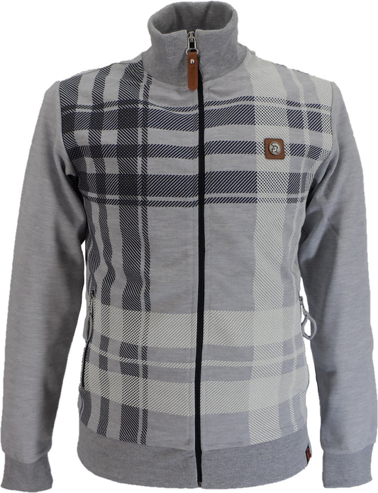 Trojan Mens Grey Oversize Check Retro Track Tops