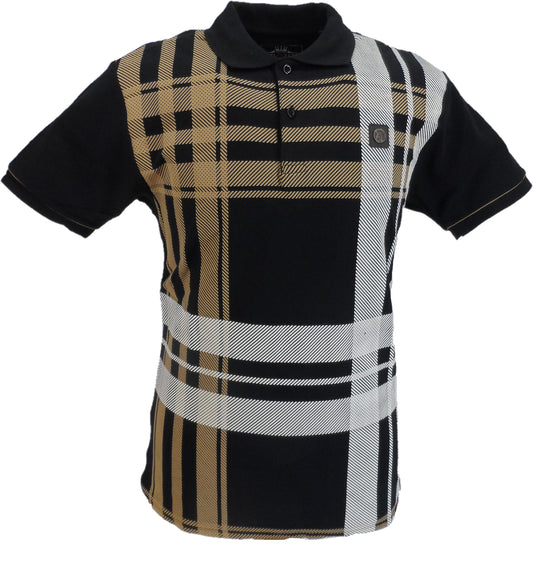 Trojan Mens Black Over Size Check Polo Shirt