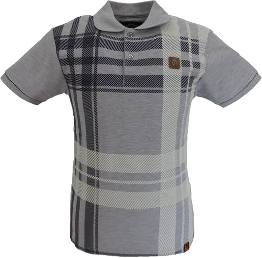 Trojan Mens Grey Over Size Check Polo Shirt