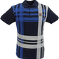 Trojan Mens Navy Blue Over Size Check Polo Shirt