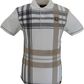 Trojan Mens Ecru Over Size Check Polo Shirt