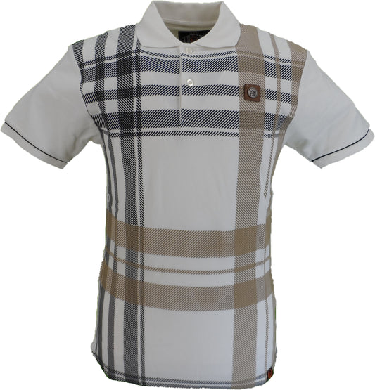 Trojan Mens Ecru Over Size Check Polo Shirt