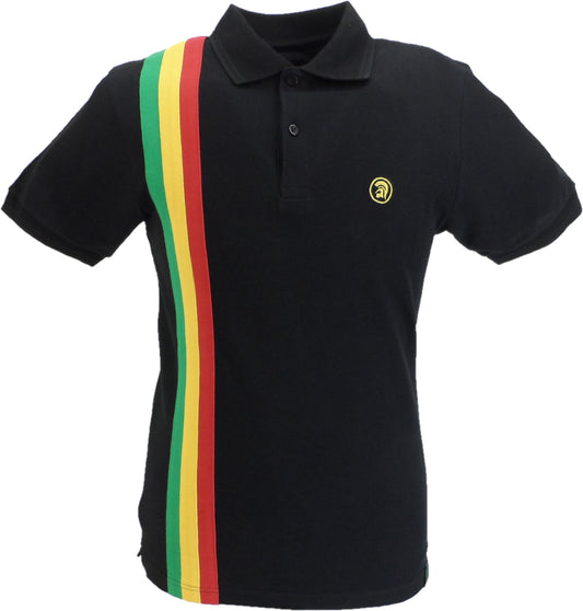 Trojan polo negro con rayas de carreras para hombre