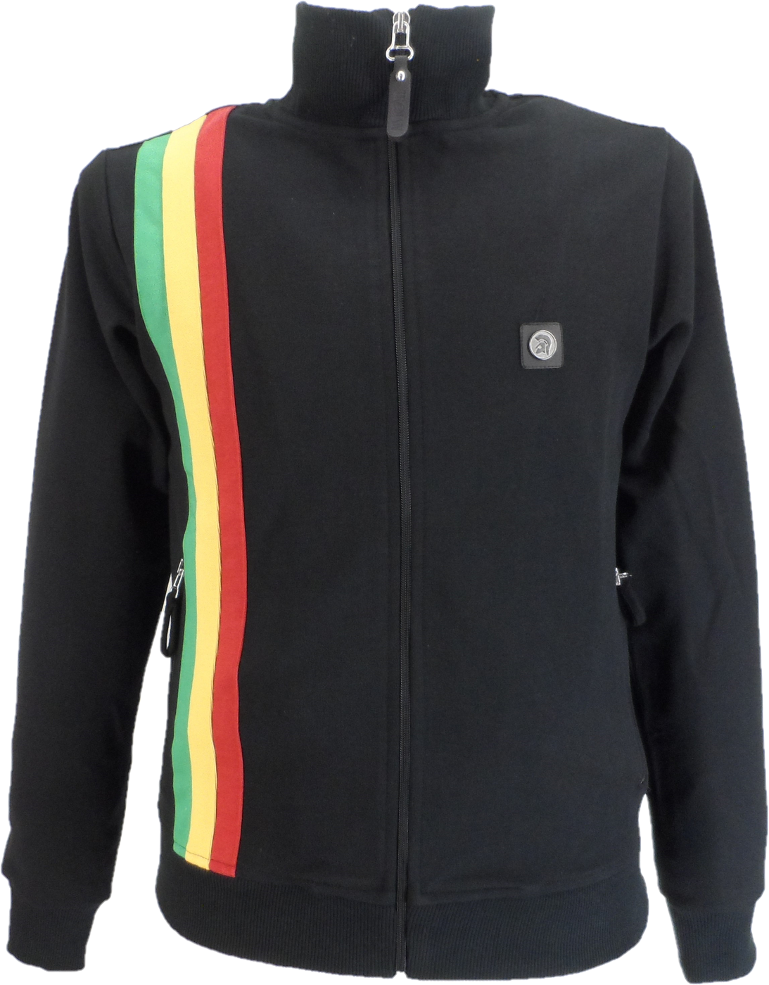 Trojan Mens Black Racing Stripe Retro Track Tops