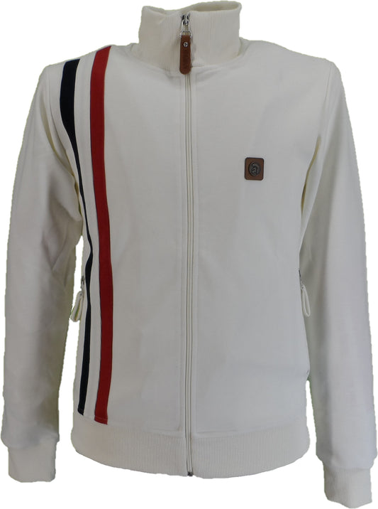 Trojan Mens Ecru Racing Stripe Retro Track Tops