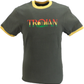 Trojan Records Herren-T-Shirt aus 100 % pfirsichfarbener Baumwolle mit Rasta-Logo in Armeegrün