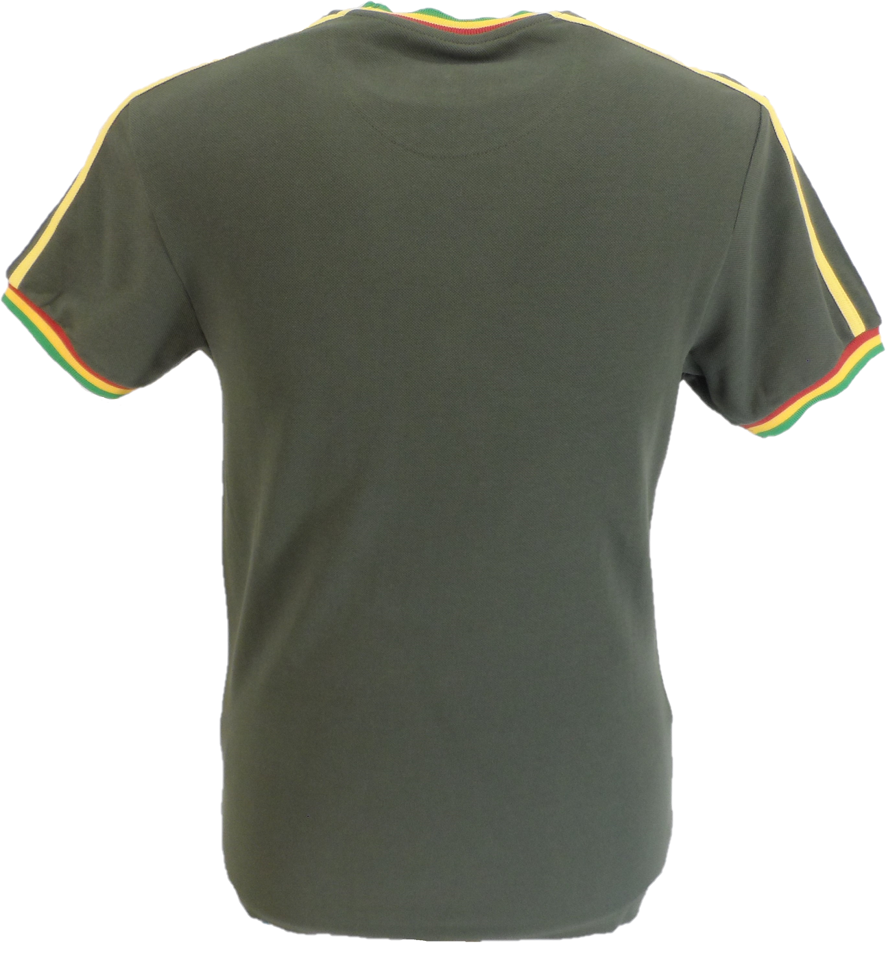 Trojan Mens Army Green Rasta Twin Tipped Pique T Shirt