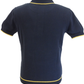 Polo da uomo Trojan in cotone lavorato a maglia fine a quadri blu navy