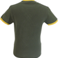Trojan Mens Army Green Classic Twin Stripe 100% Cotton T-Shirt