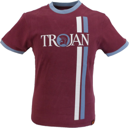 Trojan Herren-T-Shirt aus 100 % Baumwolle mit klassischen Doppelstreifen in Portrot