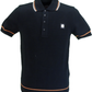 Polo en maille fine texturée noir/orange/blanc Trojan pour homme
