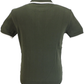 Trojan Mens Army Green Zip Stripe Fine Gauge Zipped Knitted Polo Shirt