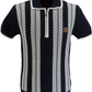 Trojan Mens Navy Blue Zip Stripe Fine Gauge Zipped Knitted Polo Shirt