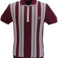 Trojan Mens Port Red Zip Stripe Fine Gauge Zipped Knitted Polo Shirt