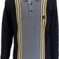 Gabicci Mens Hadon Navy Blue Textured Retro Knitted Polo