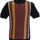Ben Sherman Black Knitted Striped Mod Polo Shirt