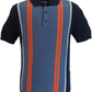 Ben Sherman Navy Blue Knitted Striped Mod Polo Shirt