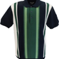 Ben Sherman Navy Blue Knitted Striped Mod Polo Shirt