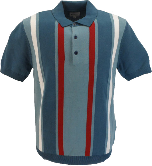 Ben Sherman blågrøn strikstribet mod poloshirt