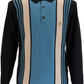 Gabicci Mens Black Searle Multi Stripe Knitted Polo
