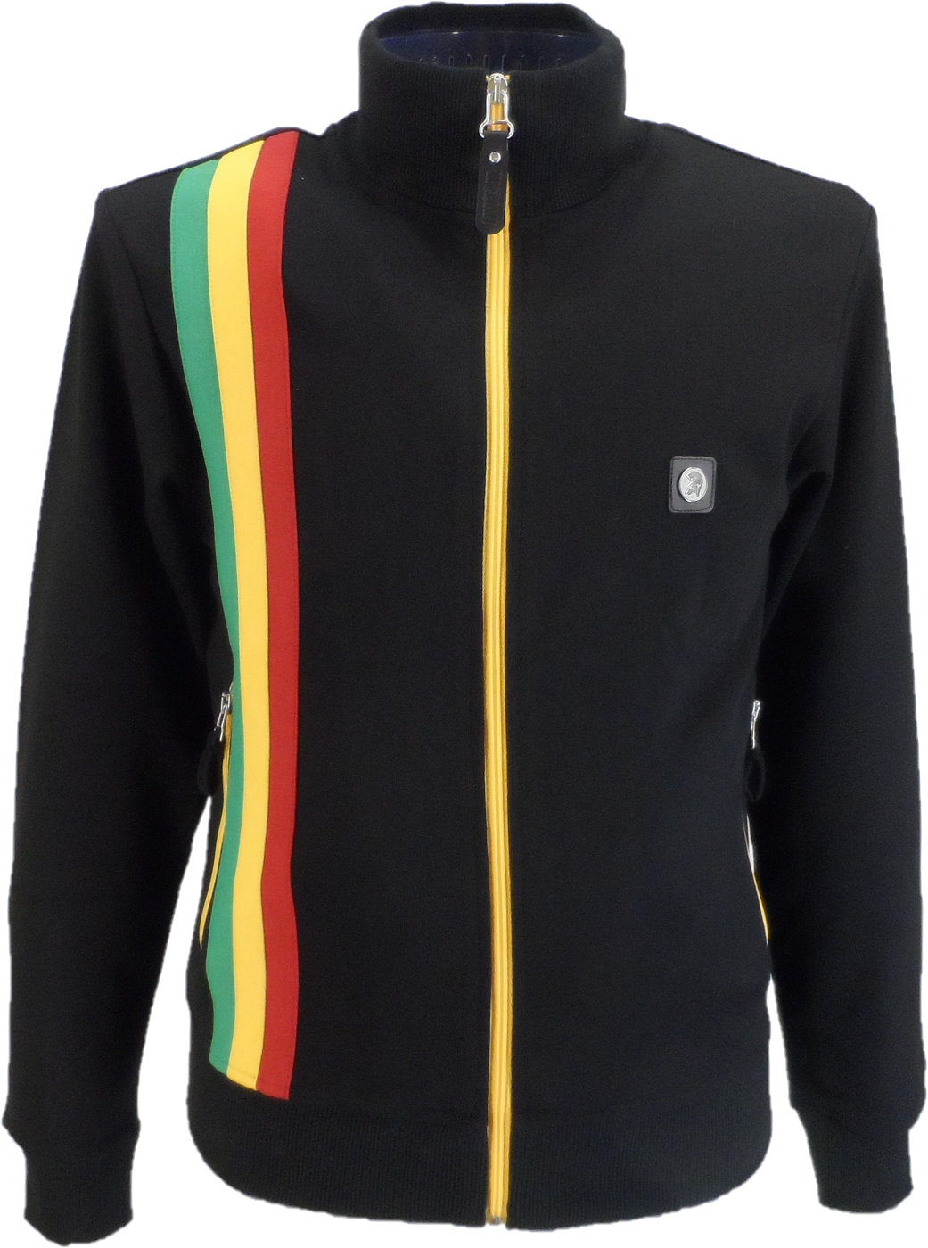Trojan Records Mens Black Rasta Stripe Retro Track Tops – Mazeys UK